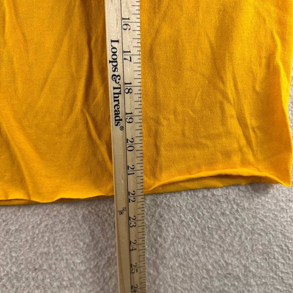 Chic & Cheerful Graphic Tee Womens Large Yellow Boxy Raw Hem Floral Chic Summer - Picture 5 of 6